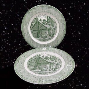 THE OLD CURIOSITY SHOP ROUND PLATE DISH SET ROYAL CHINA 2 Pcs Ceramic USA 10”W